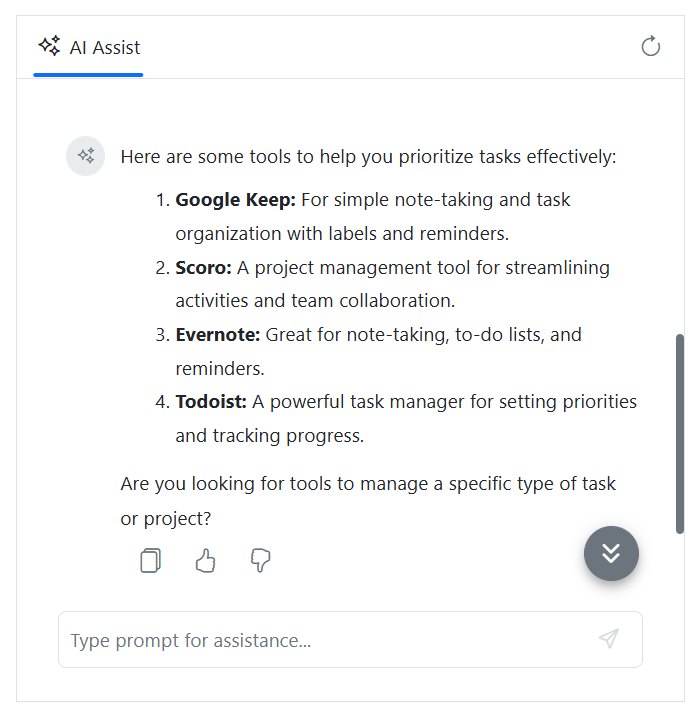 ASP.NET MVC AI AssistView scroll button