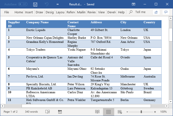 Generated Word document with built-in table style Medium Shading 1 Accent 1