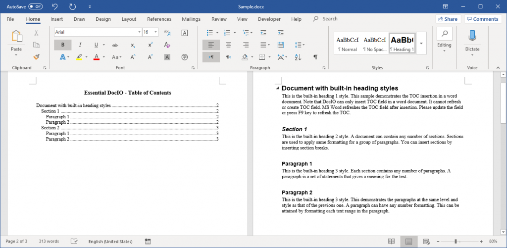 create table of contents in word 2011