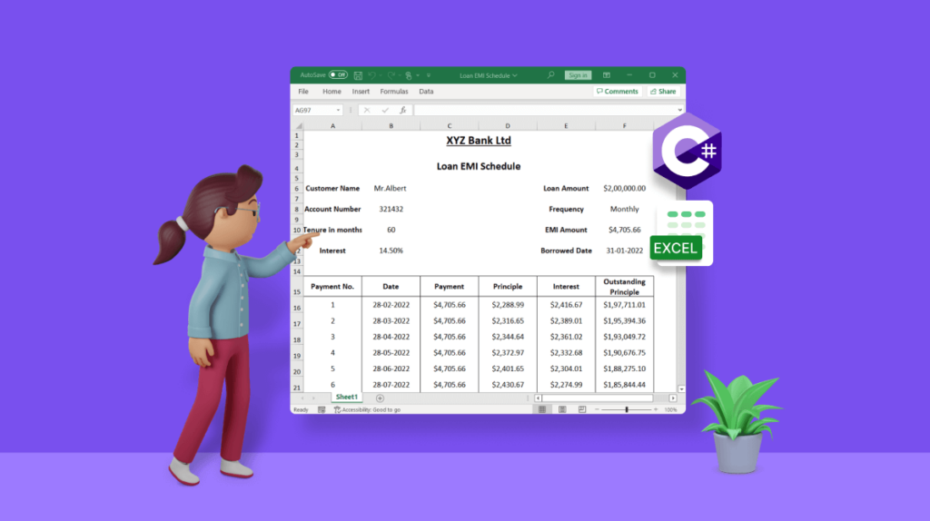 Generate a Loan EMI Schedule as an Excel Document Using C#