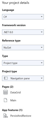 Change project type, framework, references, controls, and features