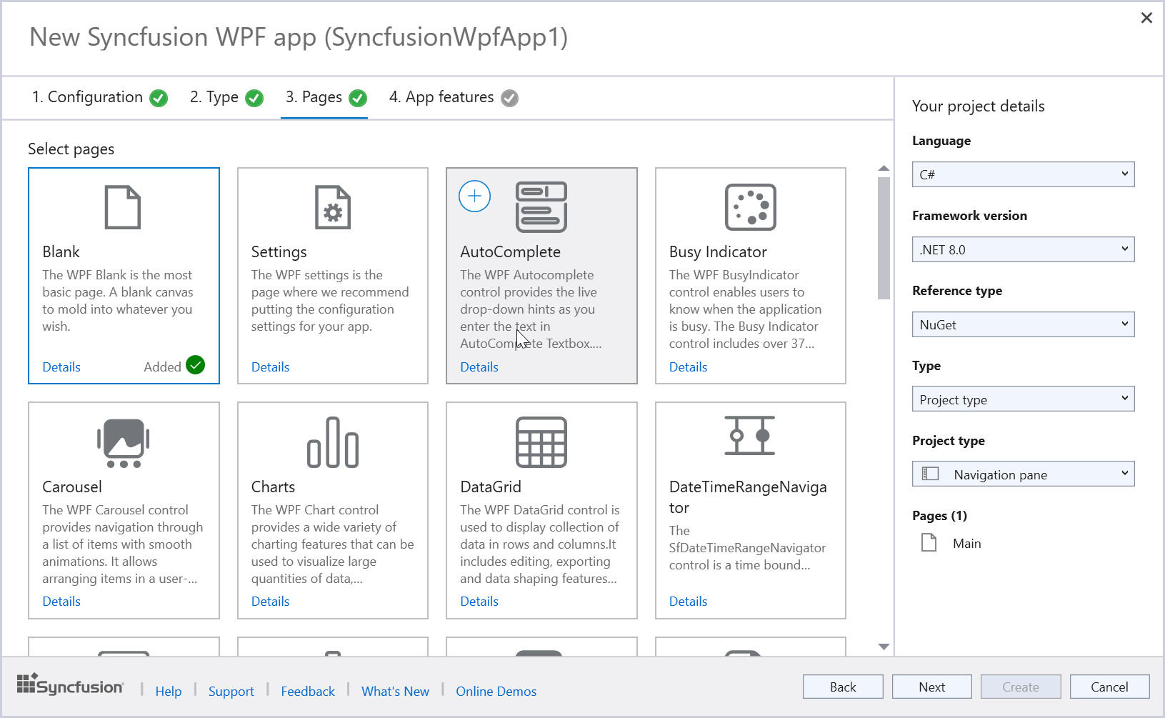 Control Features tab