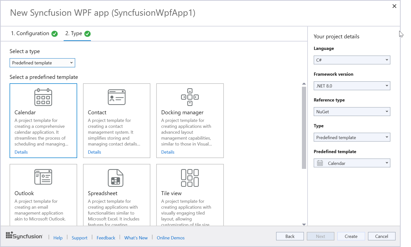 Create the predefined template application