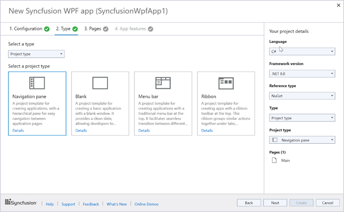 Create the project type application