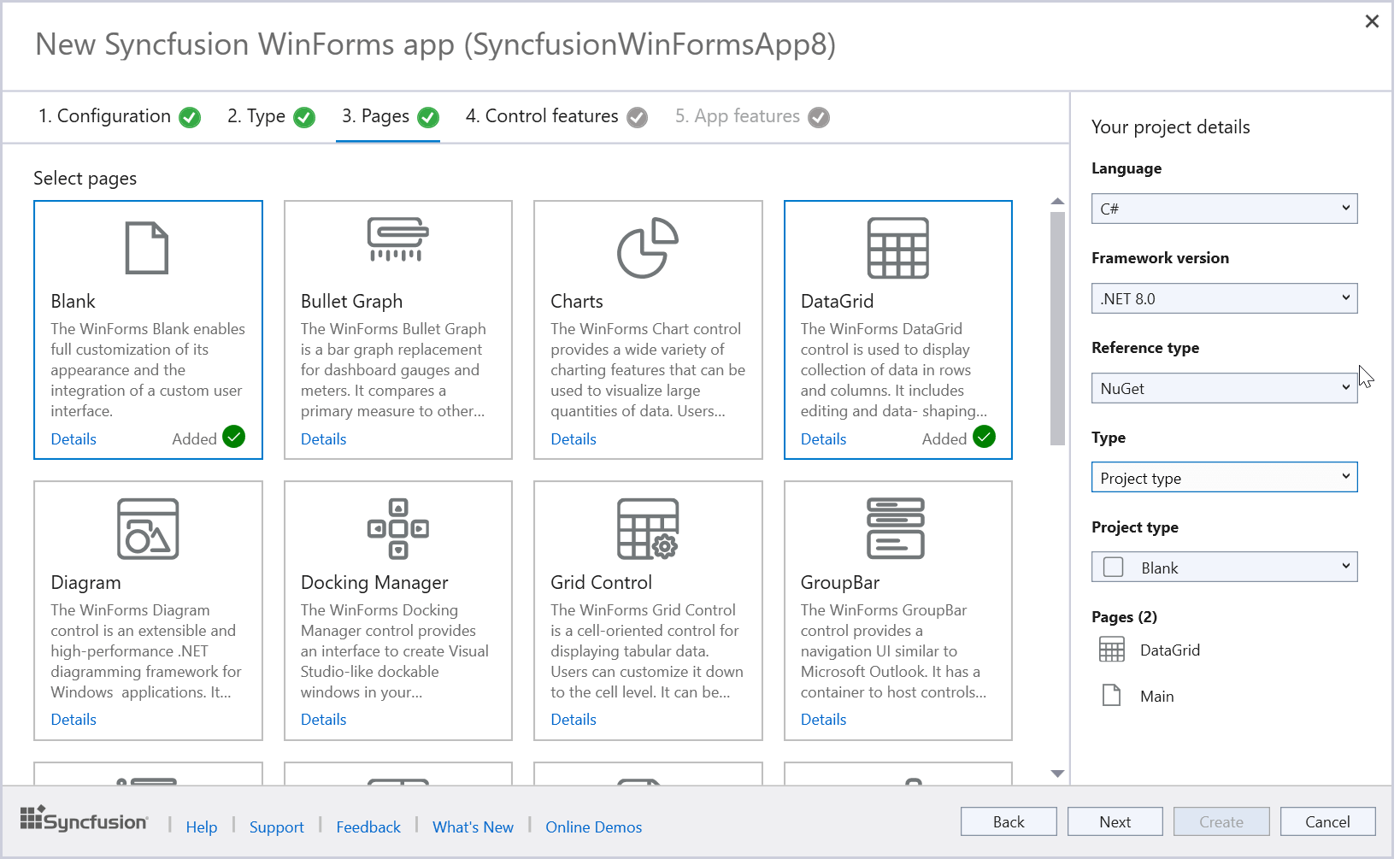 Select the Syncfusion WinForms controls