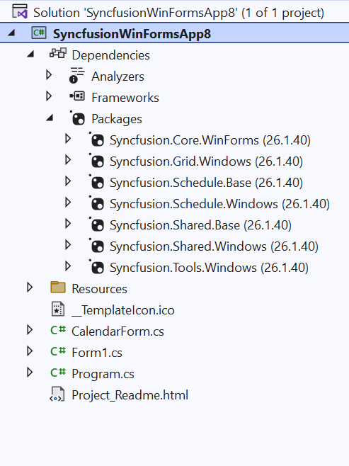 Syncfusion WinForms project