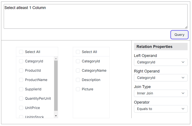 Connecting two tables: The user interface of the custom component