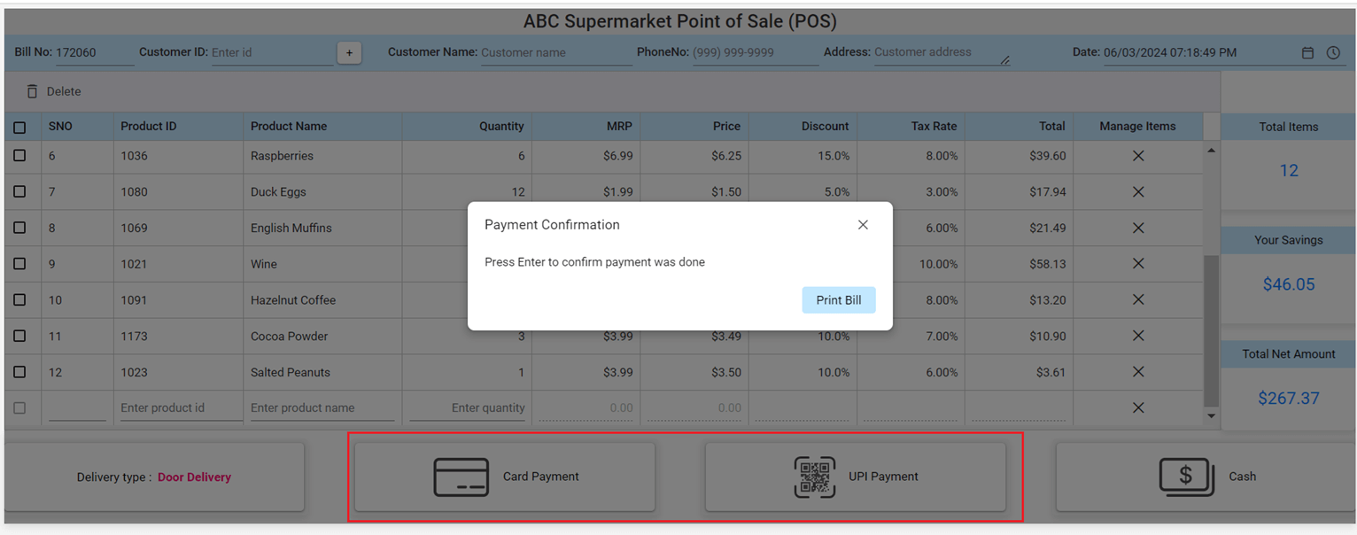 Payment confirmation dialog