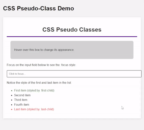 CSS Pseudo-Class Demo