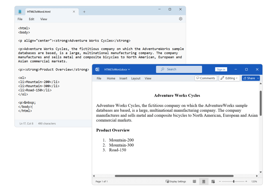 Support for handling HTML files with non-standard tags in .NET Word Library