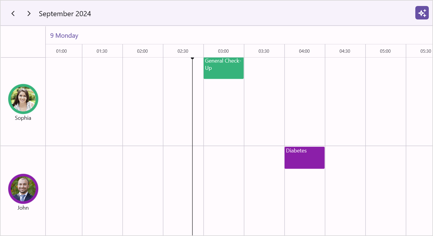 .NET MAUI Scheduler resource view