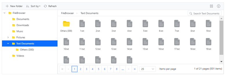 Pagination feature in Blazor File Manager