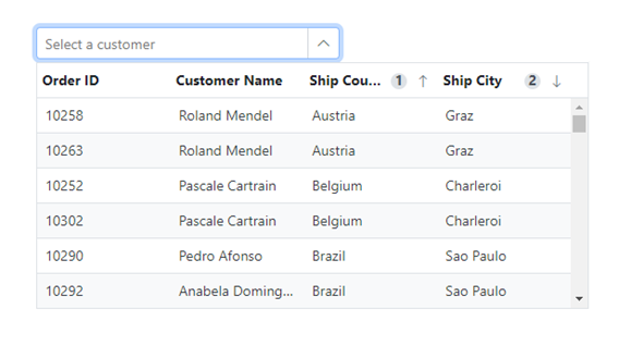 MultiColumn ComboBox Sorting