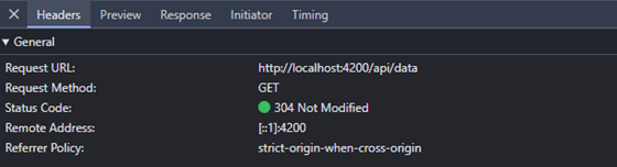 Open the DevTool Network tab and see the request made to localhost4200apidata