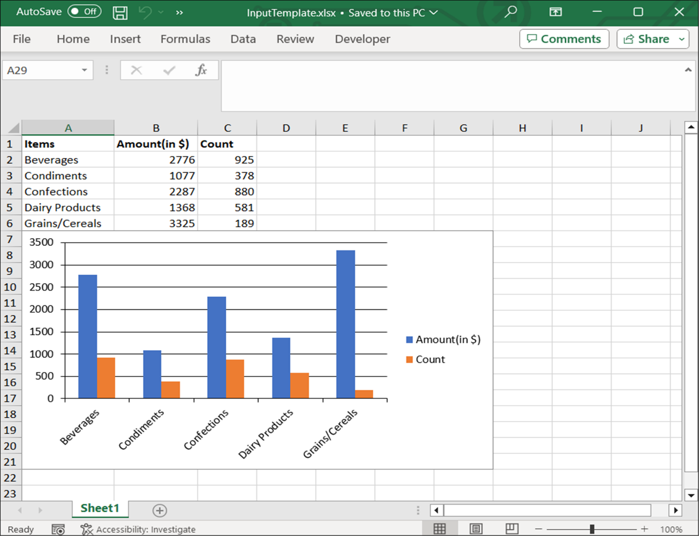 Creating a chart in Excel using C#