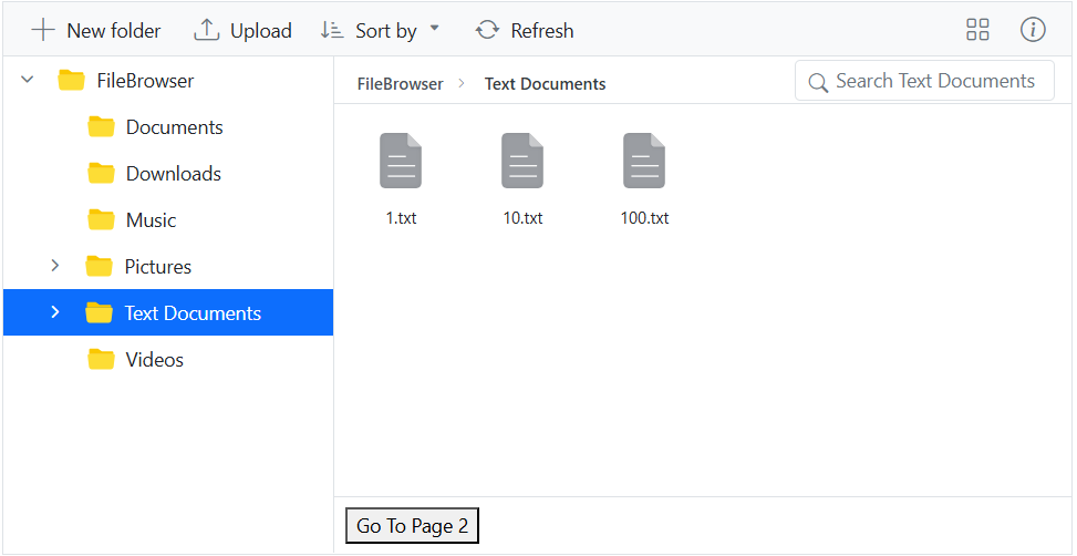 Pager Template in Blazor File Manager