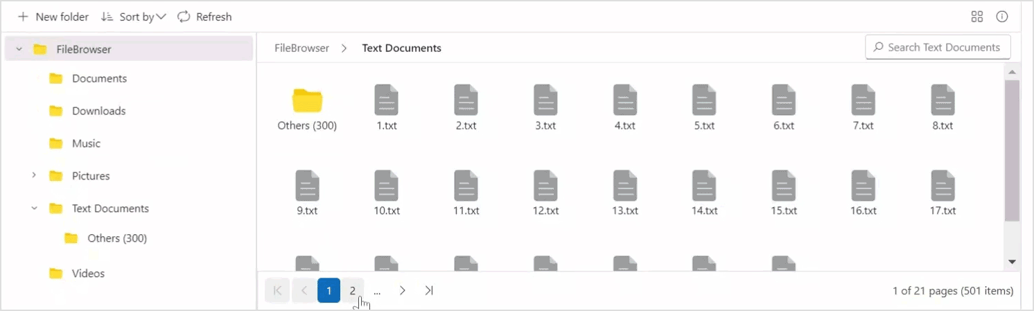 Pagination Events in Blazor File Manager