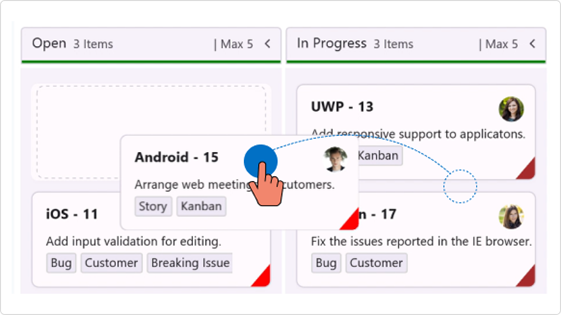 Smoothly transiting tasks between columns in .NET MAUI Kanban Board