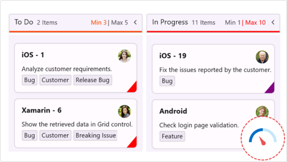 WIP indications in .NET MAUI Kanban Board