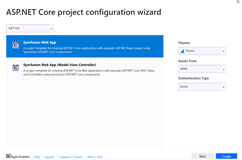 ASP.NET Core project configuration wizard