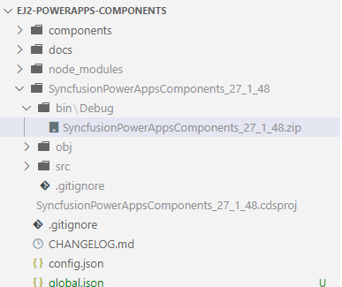 SyncfusionPowerAppsComponents folder