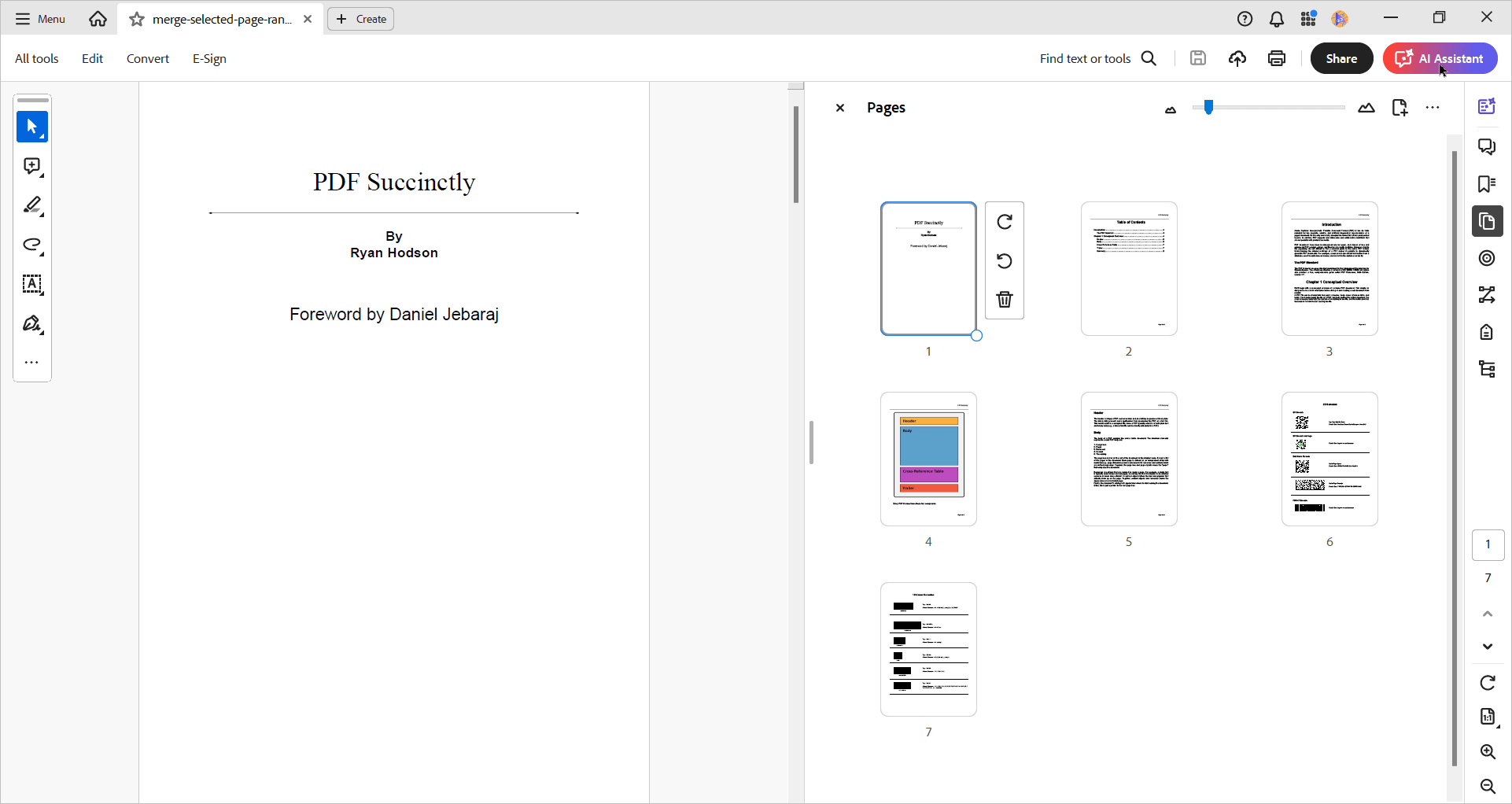 Merging selected PDF pages from different PDF files using C#