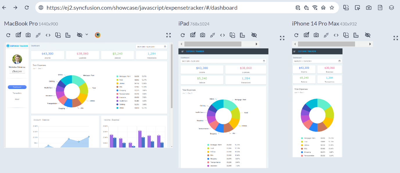 Viewing a website on multiple devices using the Responsively App