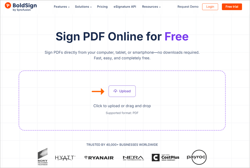 Upload your PDF using BoldSign online PDF tool