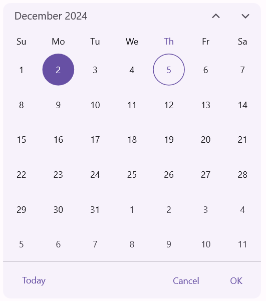 .NET MAUI Calendar control