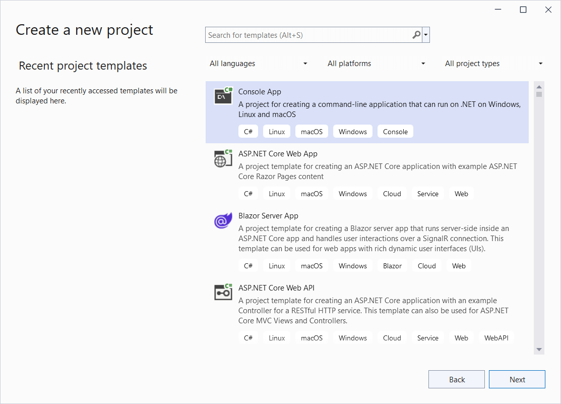 Create a new .NET Core Console app