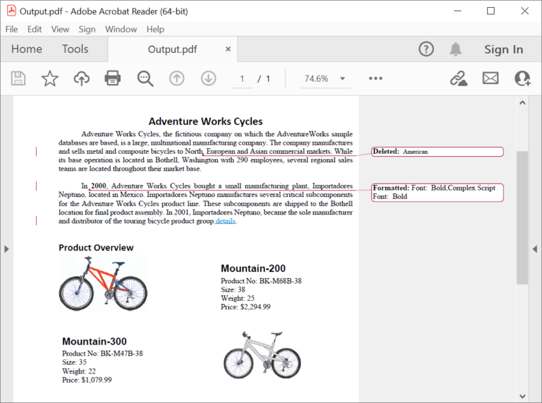 Preserving track changes in Word to PDF conversion