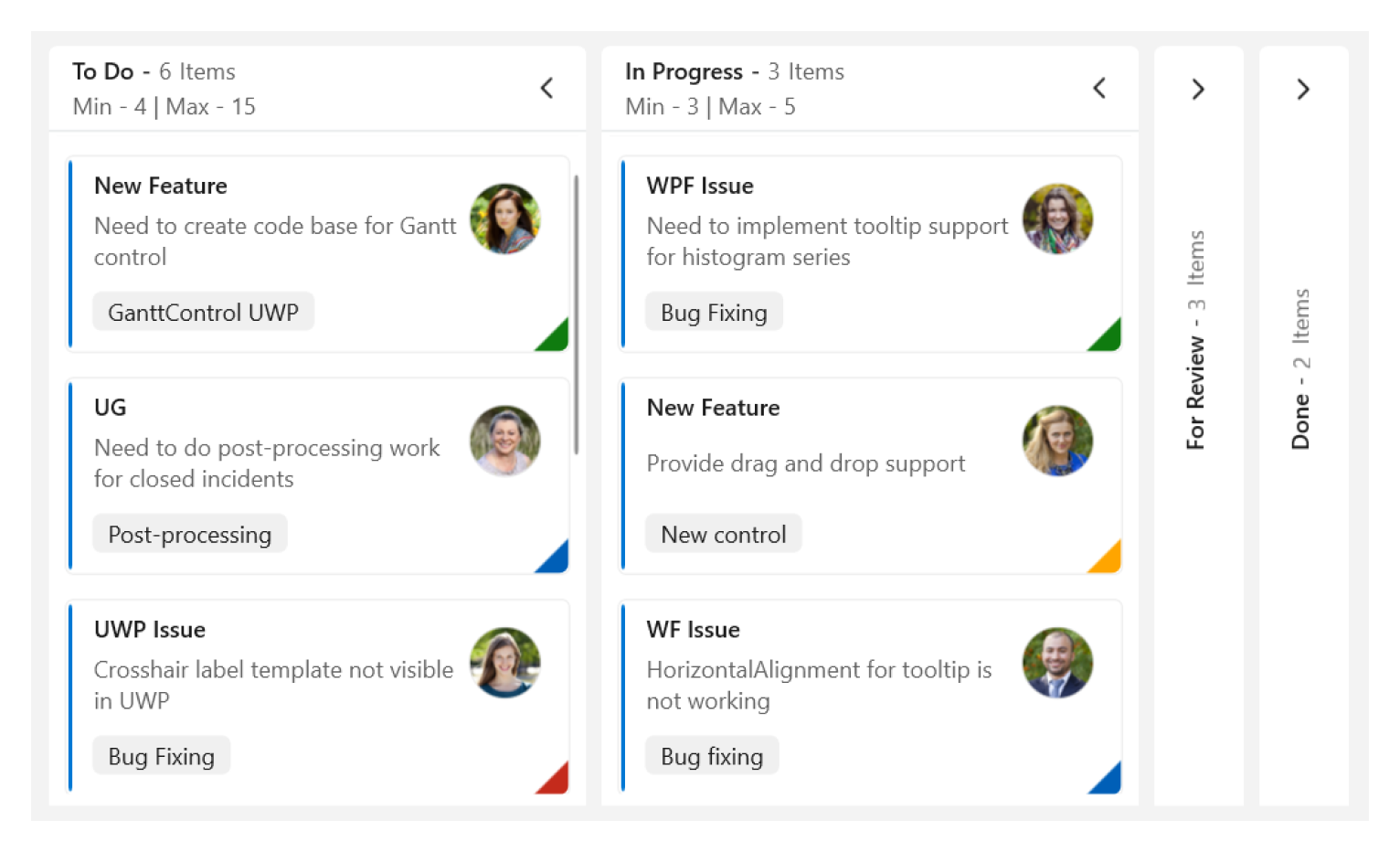 Expanding and collapsing columns in WinUI Kanban control