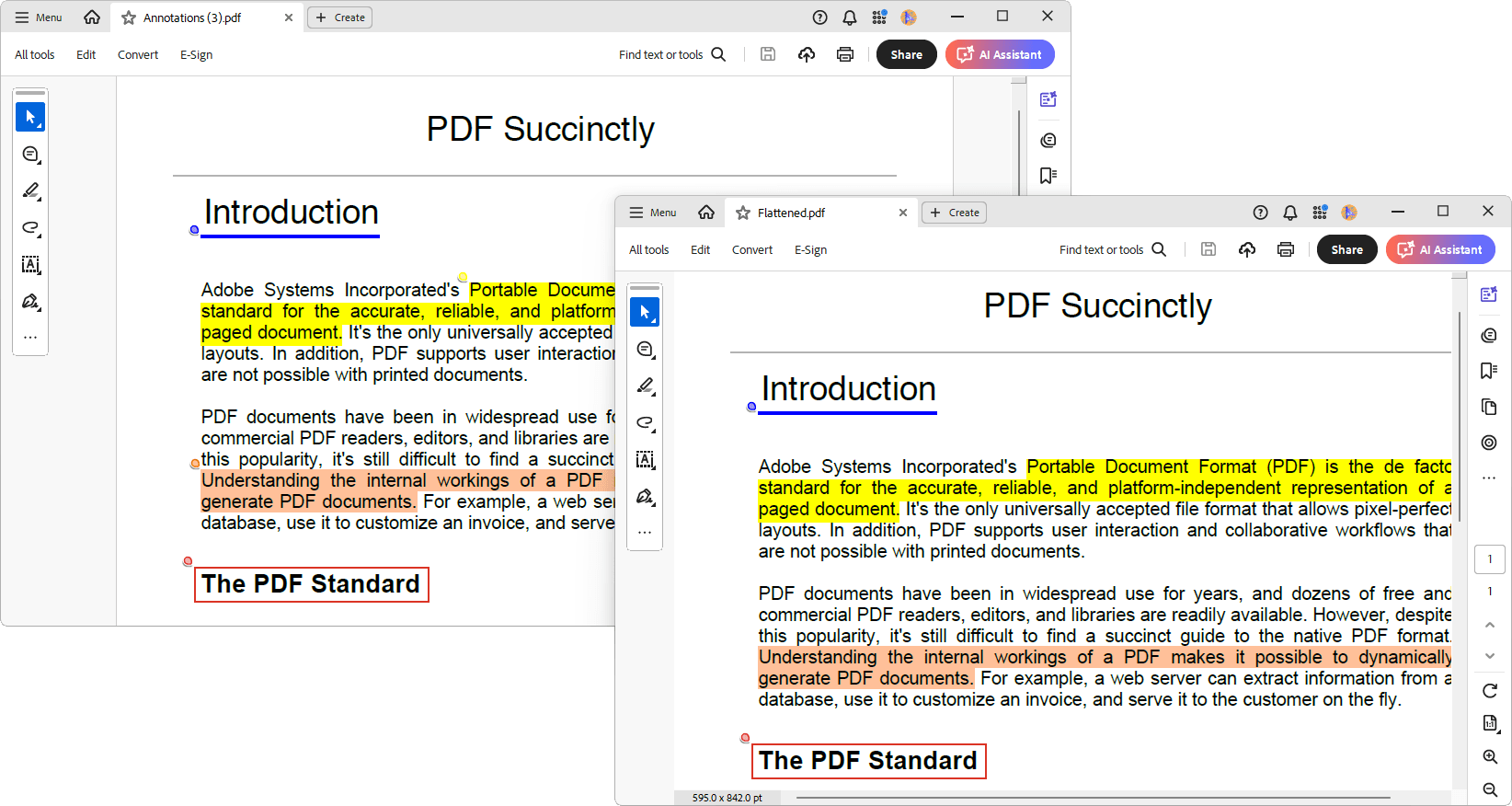 Flattening specific types of annotations in PDF