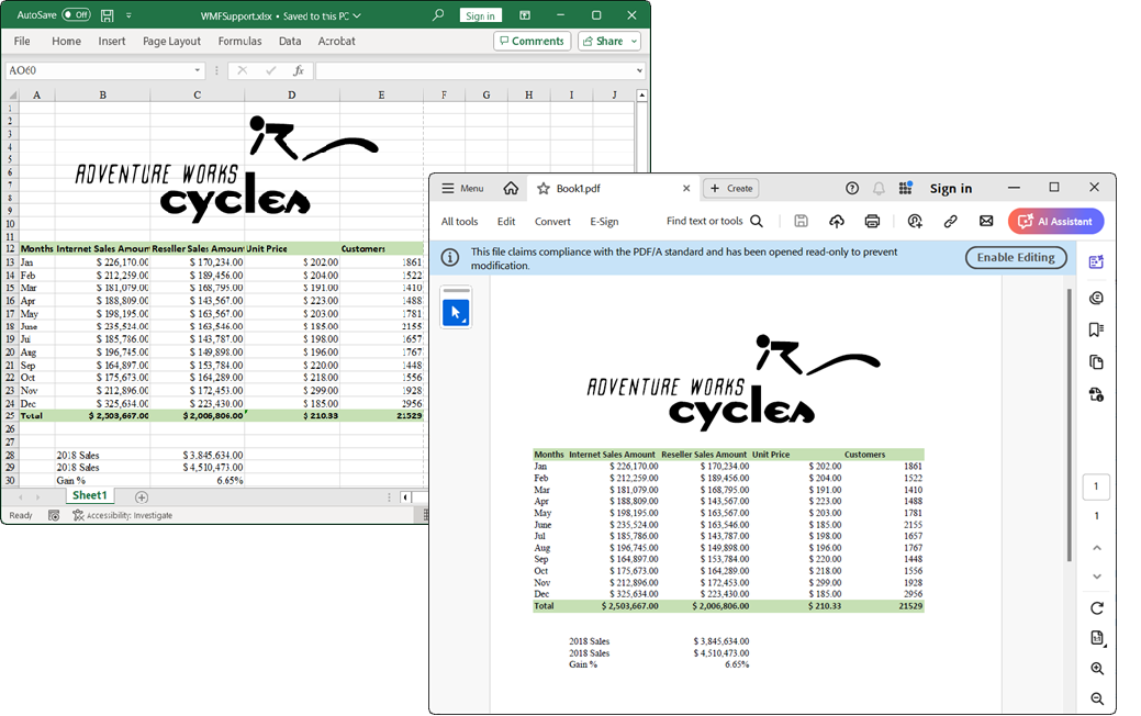 Preserving WMF images in Excel to PDF conversion