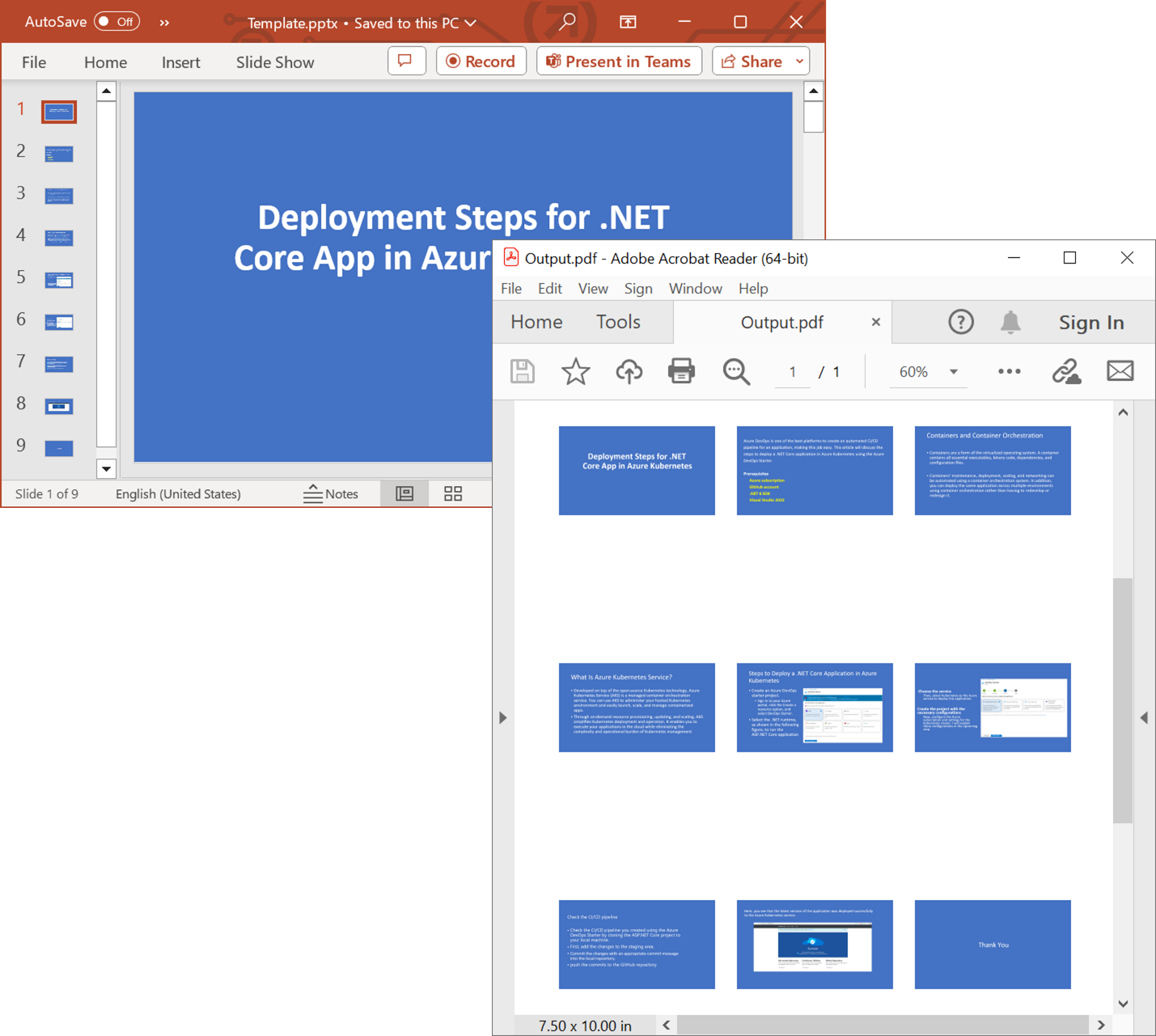 Handouts in PowerPoint to PDF conversion