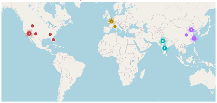 Marker cluster in Blazor Maps