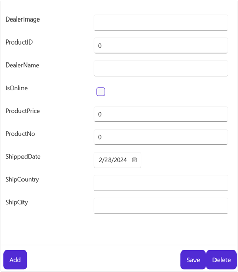 Designing the edit page UI to perform CRUD actions