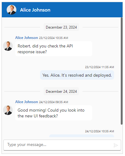 Time break feature in Blazor Chat UI