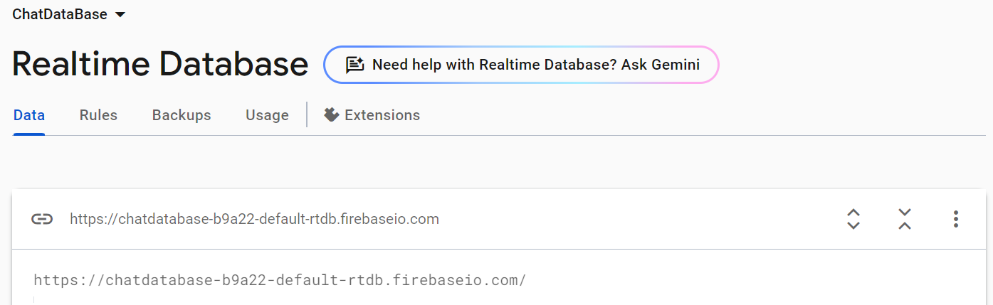 Get the Database URL from the Firebase console