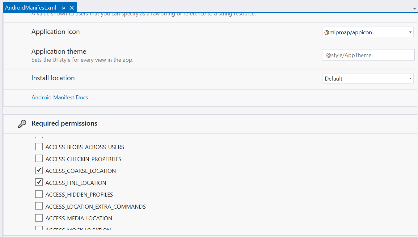 Enabling location permission for Android apps