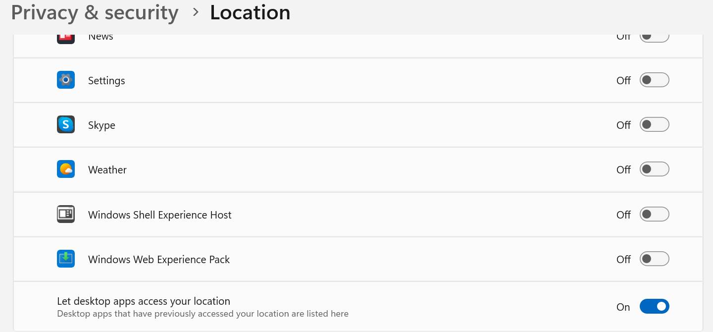 Enable location for Windows App