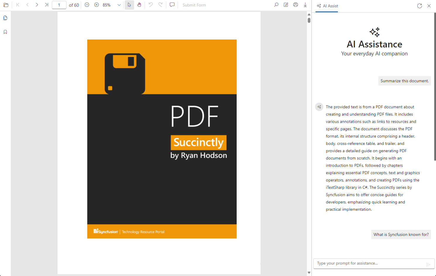 Summarizing the PDF content using AI and Blazor PDF Viewer