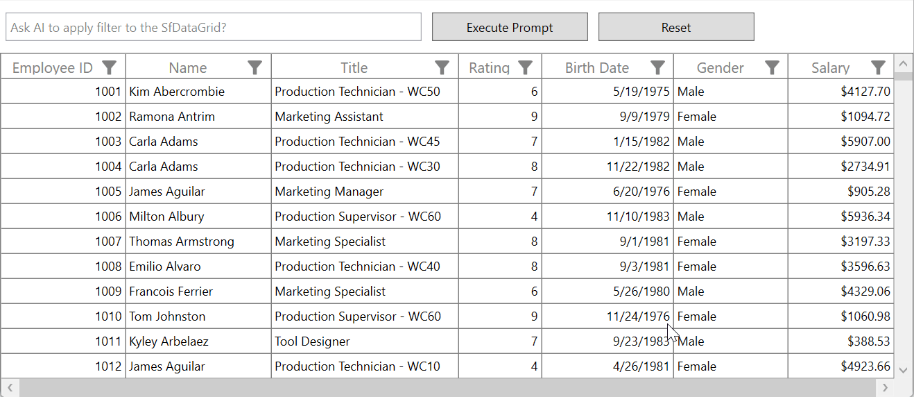 Implementing AI-driven natural language filtering in WPF DataGrid