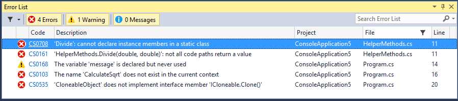 Error List Revisited and Debugging Improvements - Visual Studio 2015  Succinctly Ebook