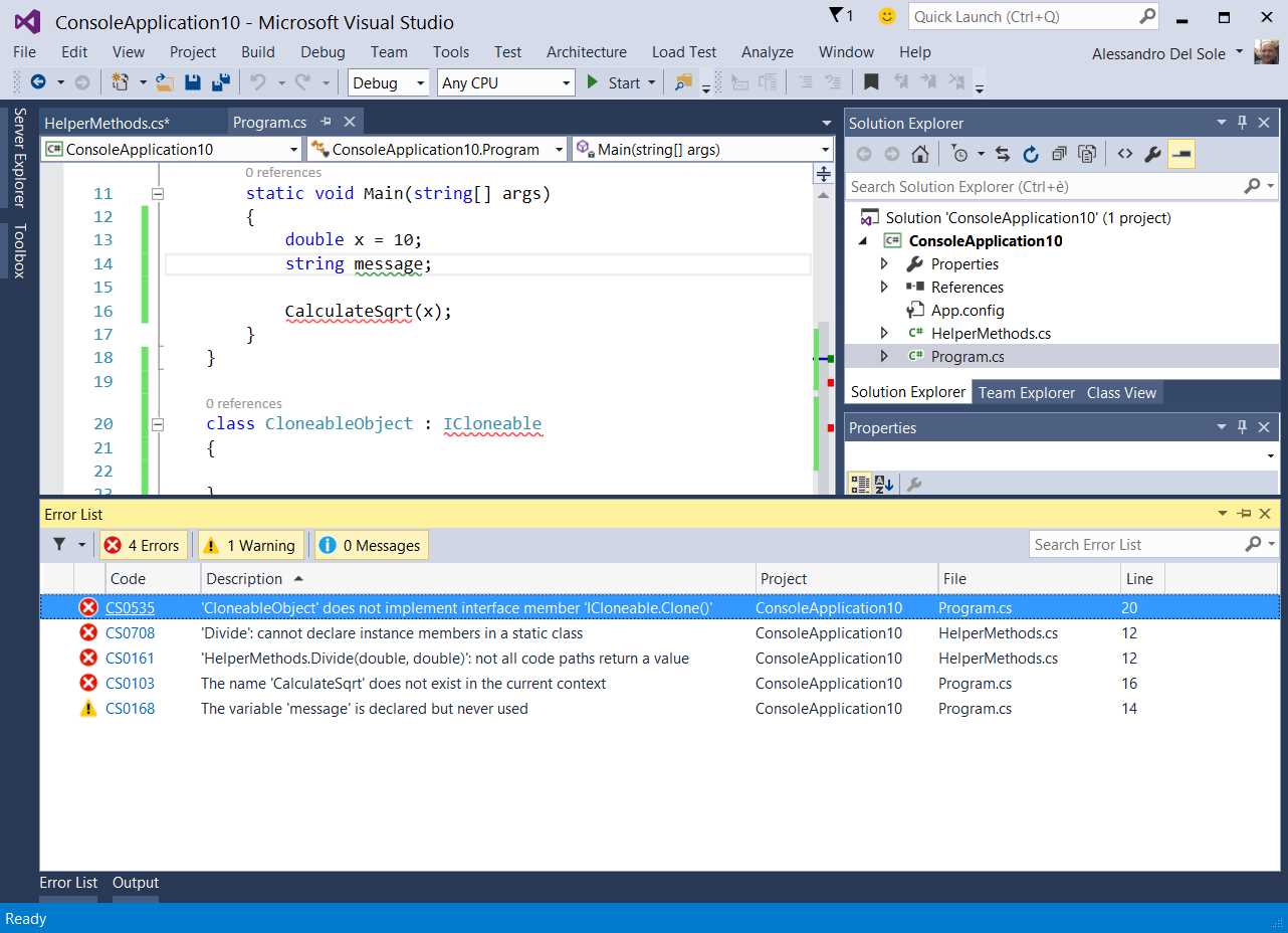 Error List Revisited and Debugging Improvements - Visual Studio 2015  Succinctly Ebook