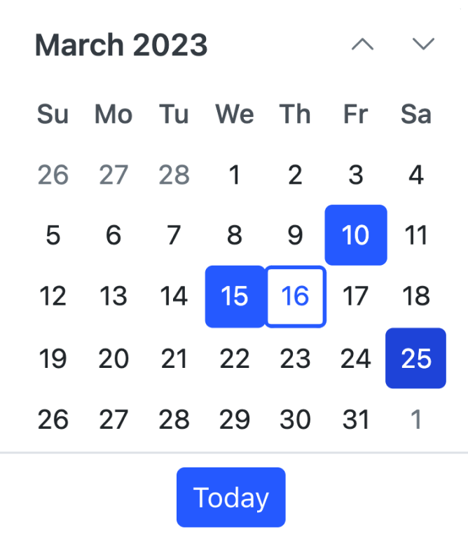 JavaScript Calendar Monthly/Custom Event Calendar Syncfusion
