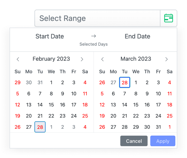 react-date-range-picker-pop-up-material-calendar-syncfusion