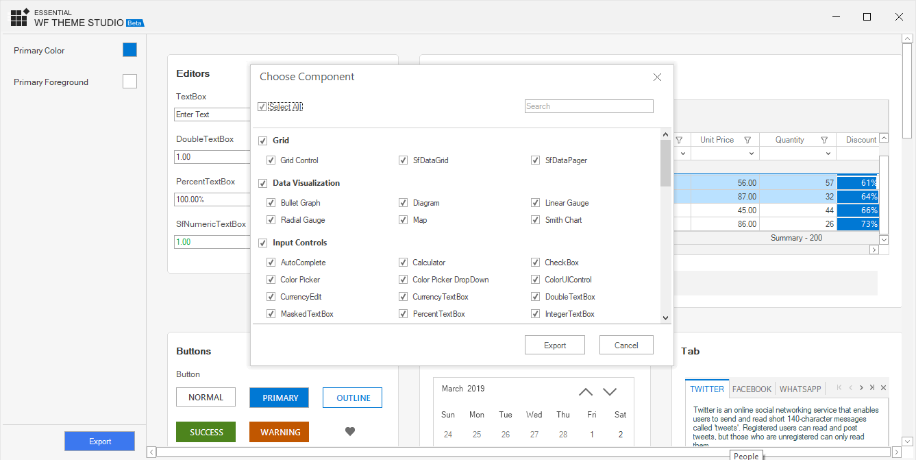 WinForms Theme Studio Theme Editor Syncfusion