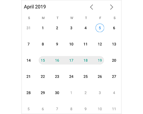 Xamarin.Android Calendar Control | Month Calendar | Syncfusion