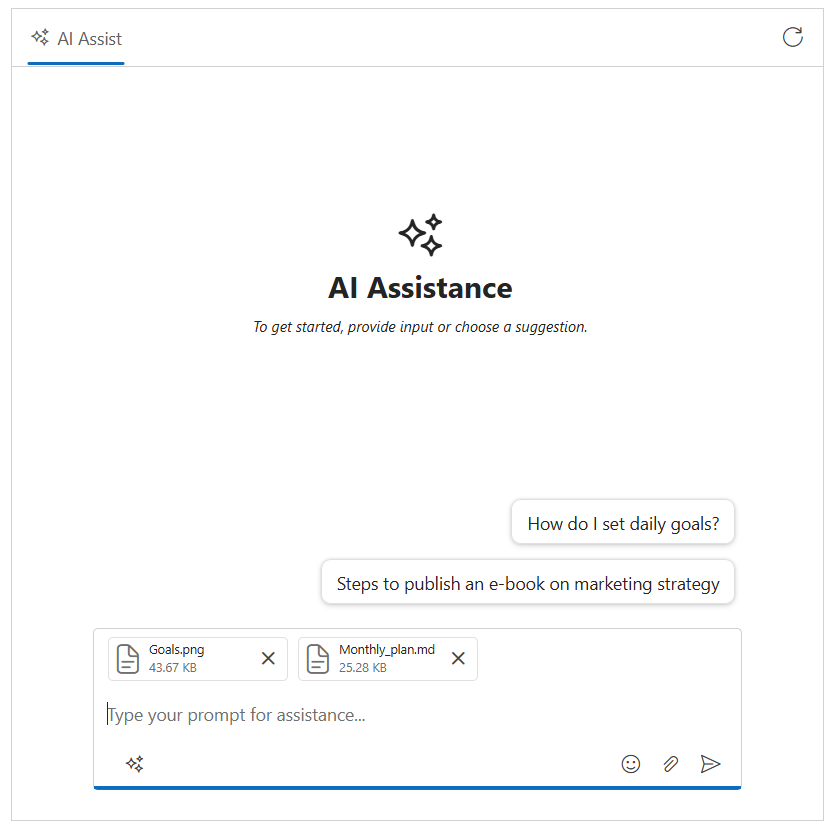 Footer toolbar in JavaScript AI AssistView